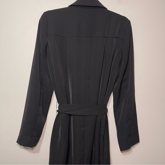 Express Women’s Black Long Belted Trench Coat Jacket Size S Lightweight Classic - Picture 9 of 9